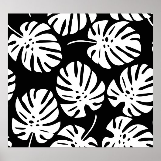 Gekleurde Monstera bladeren Bloemen Abstract Poster (Voorkant)
