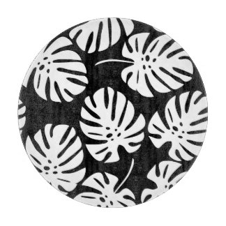 Gekleurde Monstera bladeren Bloemen Abstract Snijplank