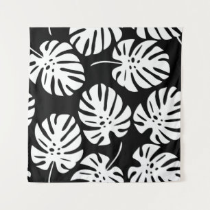 Gekleurde Monstera bladeren Bloemen Abstract Wandkleed