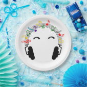 Gekleurde muziek, balken. Koptelefoon. Papieren Bordje (Feest)