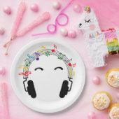 Gekleurde muziek, balken. Koptelefoon. Papieren Bordje (Feest)