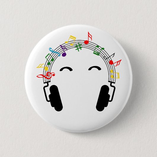 Gekleurde muziek, balken. Koptelefoon. Ronde Button 5,7 Cm (Voorkant)