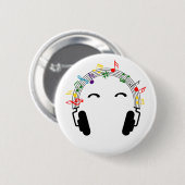 Gekleurde muziek, balken. Koptelefoon. Ronde Button 5,7 Cm (Voorkant /achterkant)