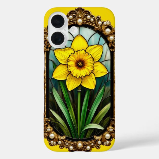 Gekleurde narcis in Gouden Lijst Case-Mate iPhone Case (Achterkant)