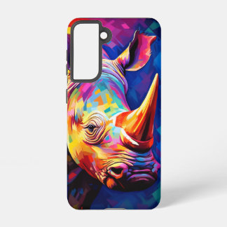 Gekleurde neushoorn op een veelkleurige samsung galaxy hoesje