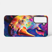 Gekleurde neushoorn op een veelkleurige samsung galaxy hoesje (Achterkant horizontaal)