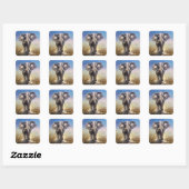 Gekleurde olifant loopt door vlakte vierkante sticker (Vel)