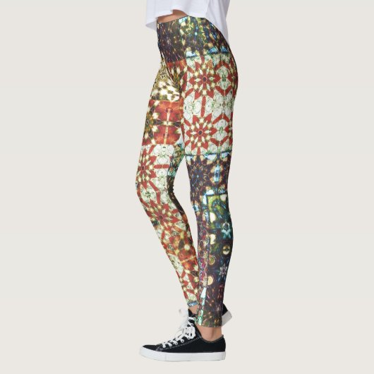  gekleurde ondoorzichtige kaleidoscoop mozaïek leggings (Links)