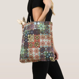  gekleurde ondoorzichtige kaleidoscoop mozaïek tote bag