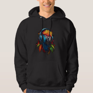 gekleurde papegaai DJ Met Hoofdtelefoon Afrikaanse Hoodie