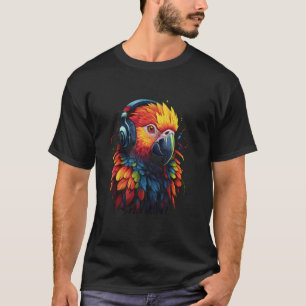 gekleurde papegaai DJ Met Hoofdtelefoon Afrikaanse T-shirt