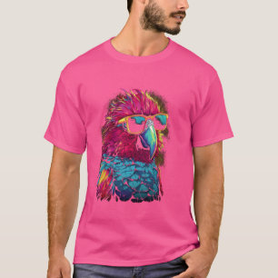 gekleurde papegaai DJ Met zonnebril Afrikaanse pap T-shirt