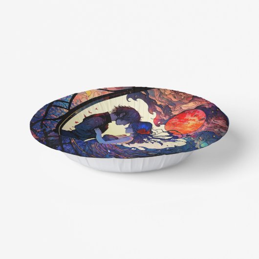 Gekleurde Papieren Kommetjes met Glas-in-Lood Moti Papieren Kommen (Gebogen)