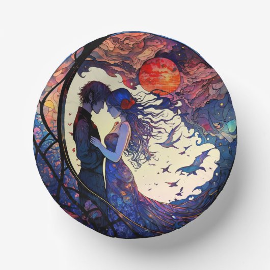 Gekleurde Papieren Kommetjes met Glas-in-Lood Moti Papieren Kommen (Voorkant)