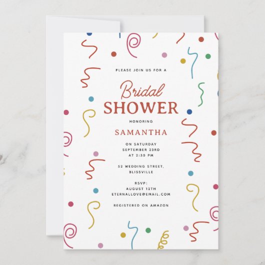 Gekleurde Partij Confetti Vrijgezellenfeest Kaart (Voorkant)