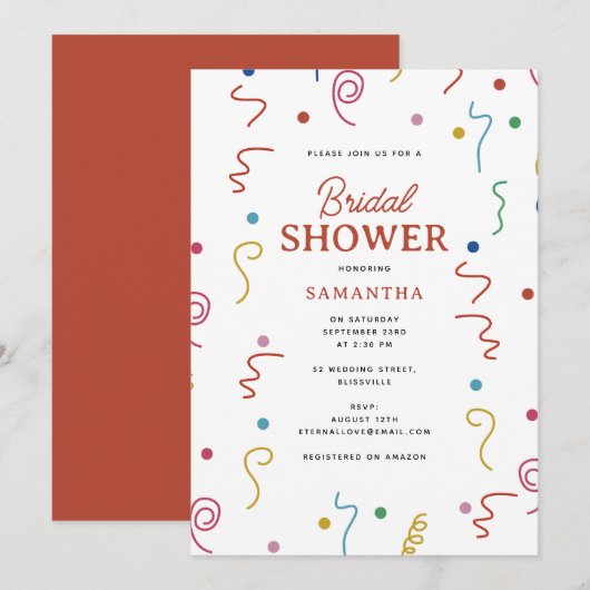 Gekleurde Partij Confetti Vrijgezellenfeest Kaart (Voorkant / Achterkant)