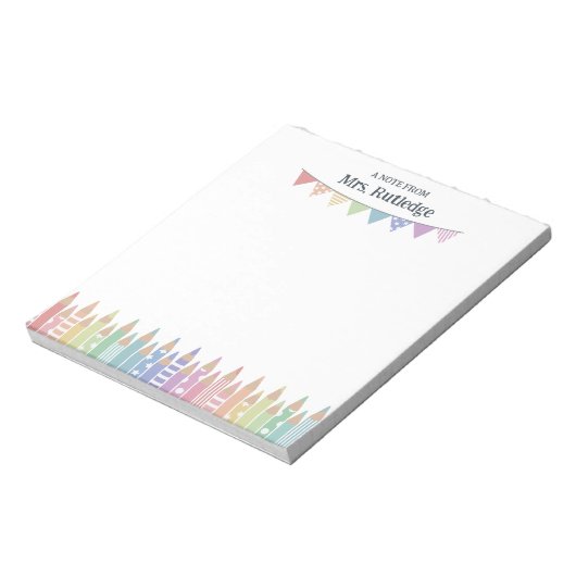 Gekleurde pastelpotloden Opmerking van de leraar v Notitieblok (Linkerzijde)