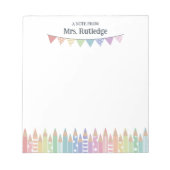 Gekleurde pastelpotloden Opmerking van de leraar v Notitieblok (Voorkant)