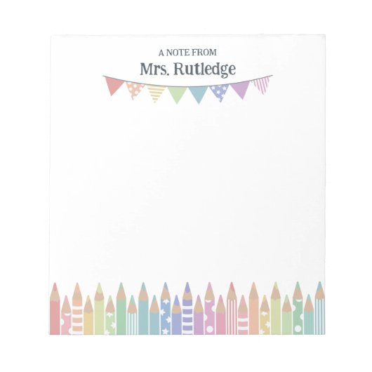 Gekleurde pastelpotloden Opmerking van de leraar v Notitieblok (Voorkant)