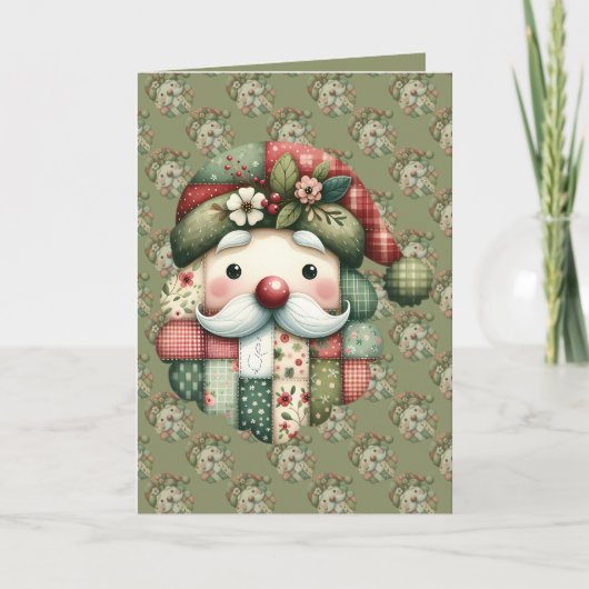 Gekleurde Patchwork Kerstman Folklore Kerstkaart Bedankkaart (Voorkant)