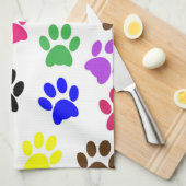 Gekleurde Paw Prints Keuken Handdoek (Quarter Fold)