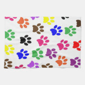 Gekleurde Paw Prints Keuken Handdoek (Horizontaal)