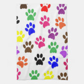 Gekleurde Paw Prints Keuken Handdoek (Verticaal)