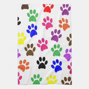Gekleurde Paw Prints Keuken Handdoek