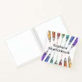 Gekleurde Pencils Gepersonaliseerd ketchbook Notitieboek (Binnen)