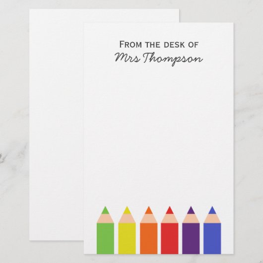 gekleurde pennen briefpapier (Voorkant / Achterkant)