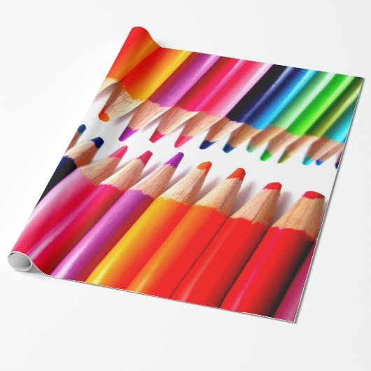 gekleurde pennen cadeaupapier (Uitgerold)