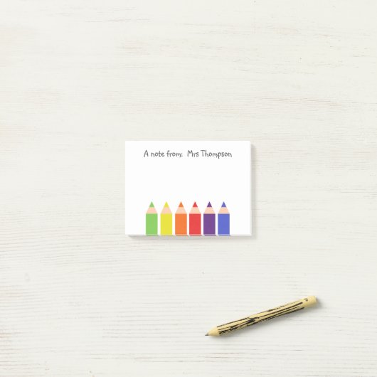 gekleurde pennen post-it® notes (Op bureau)