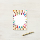 gekleurde pennen post-it® notes (Op bureau)