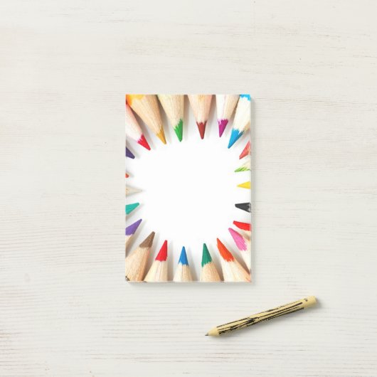 gekleurde pennen post-it® notes (Op bureau)