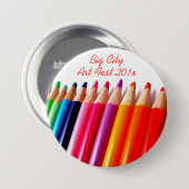 gekleurde pennen ronde button 7,6 cm (Voorkant /achterkant)