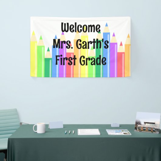 gekleurde pennen spandoek (Beurs)