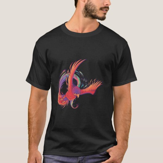Gekleurde Phoenix Bird T-shirt (Voorkant)