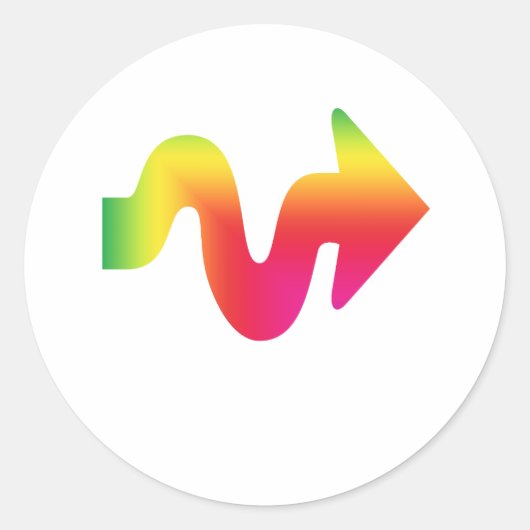 Gekleurde pijl naar rechts ronde sticker (Voorkant)