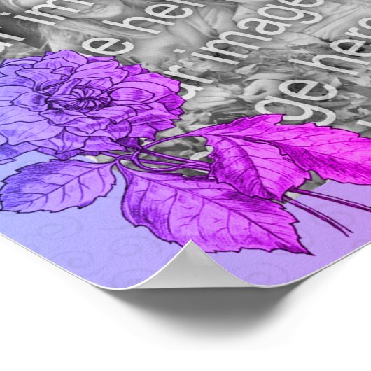 Gekleurde Pioen Bloem Gepersonaliseerd Voeg uw fot Poster (Hoek)