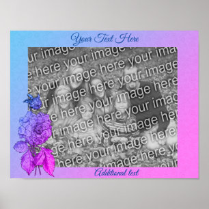 Gekleurde Pioen Bloem Gepersonaliseerd Voeg uw fot Poster