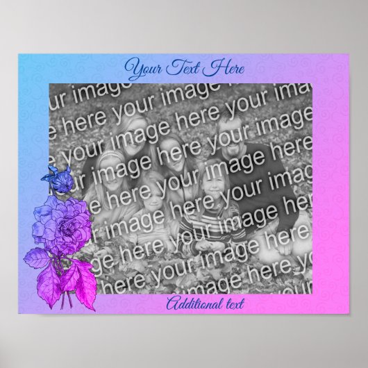 Gekleurde Pioen Bloem Gepersonaliseerd Voeg uw fot Poster (Voorkant)