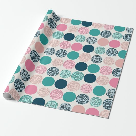 gekleurde polka stippen cadeaupapier (Uitgerold)