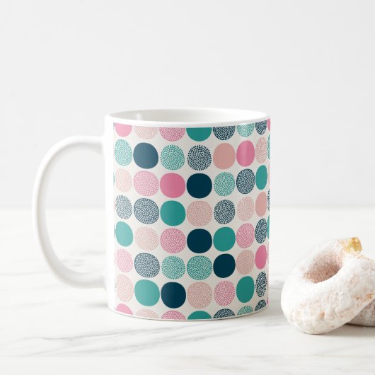  gekleurde polka stippen koffiemok (Met donut)