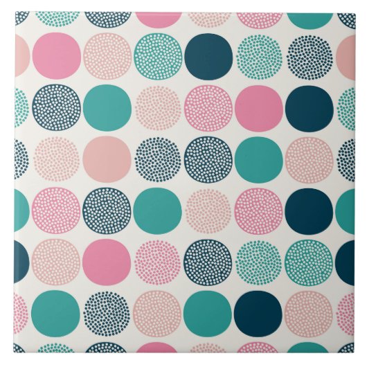gekleurde polka stippen tegeltje (Voorkant)