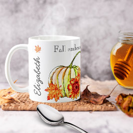 Gekleurde Pompoen op Zwart & Wit Herfst Quote Mok