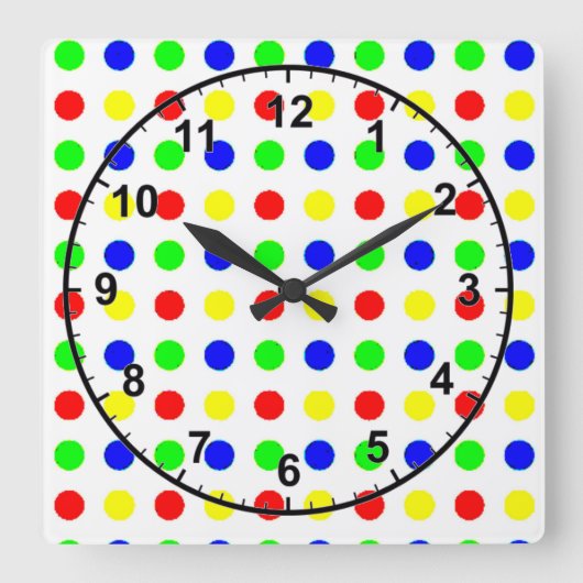 gekleurde pooldots vierkante klok (Voorkant)