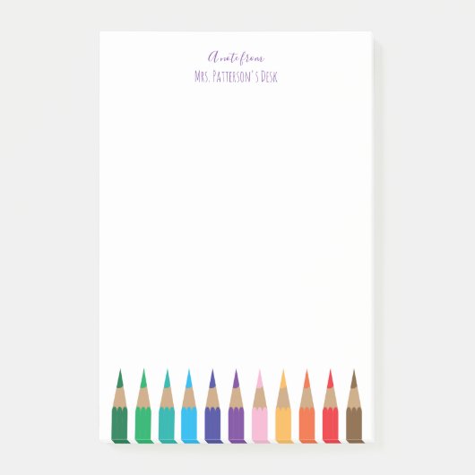 Gekleurde potloden Art Teacher Gepersonaliseerde n Post-it® Notes (Voorkant)
