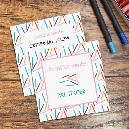 Gekleurde potloden Art White Square Visitekaartjes