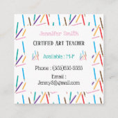 Gekleurde potloden Art White Square Visitekaartjes (Achterkant)