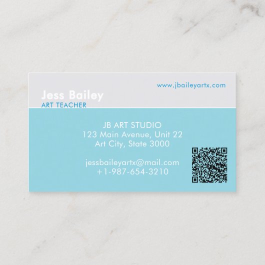 Gekleurde potloden Blauw Leraar Visitekaartje (Achterkant)